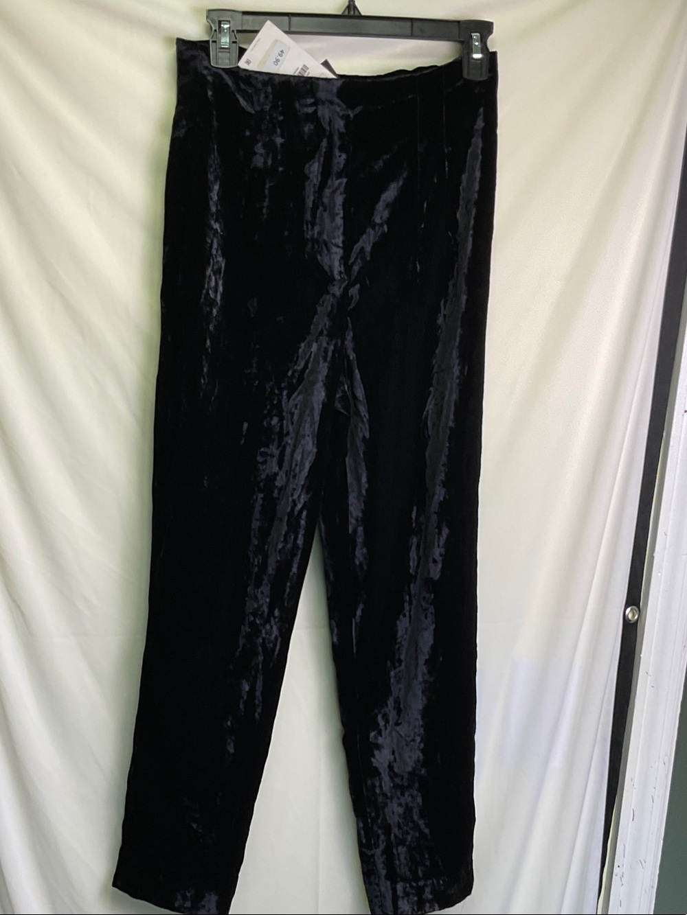 Zara Women’s Black Velvet High Waisted Pants With Front Zip
